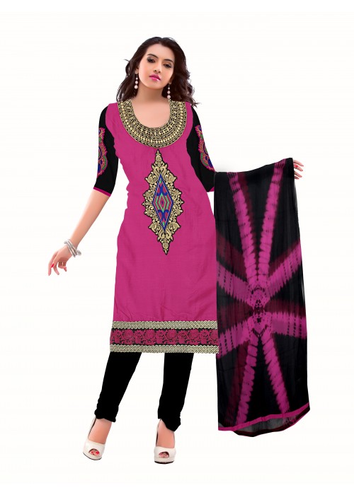 pink and black embroidered salwar kameez