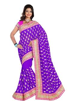 LOVELY LAVENDER SEQUENCE SAREE WITH TRIPLE BORDER