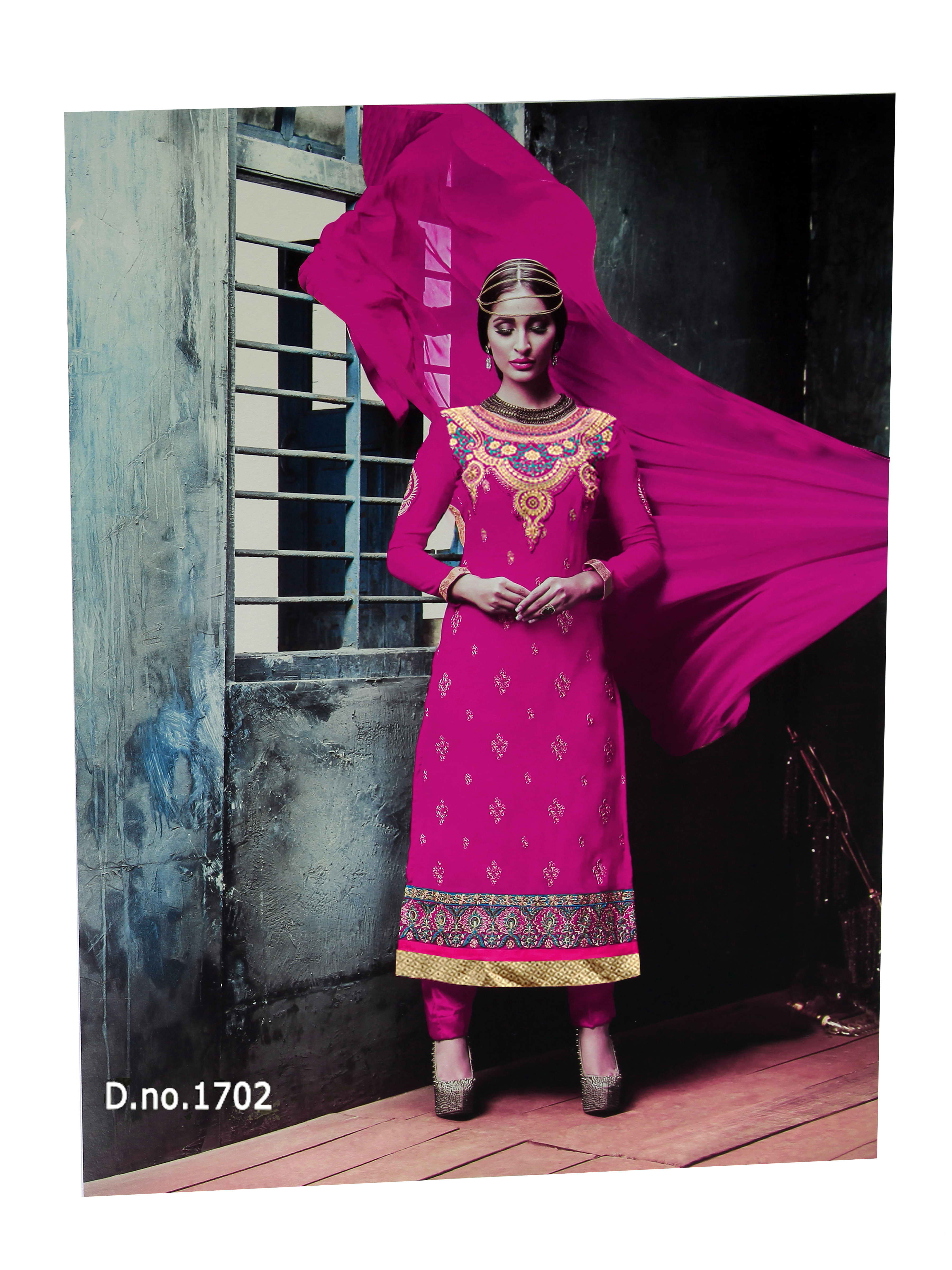 New Stylist Look Designer Embroidred Bright Pink Salwar Suit