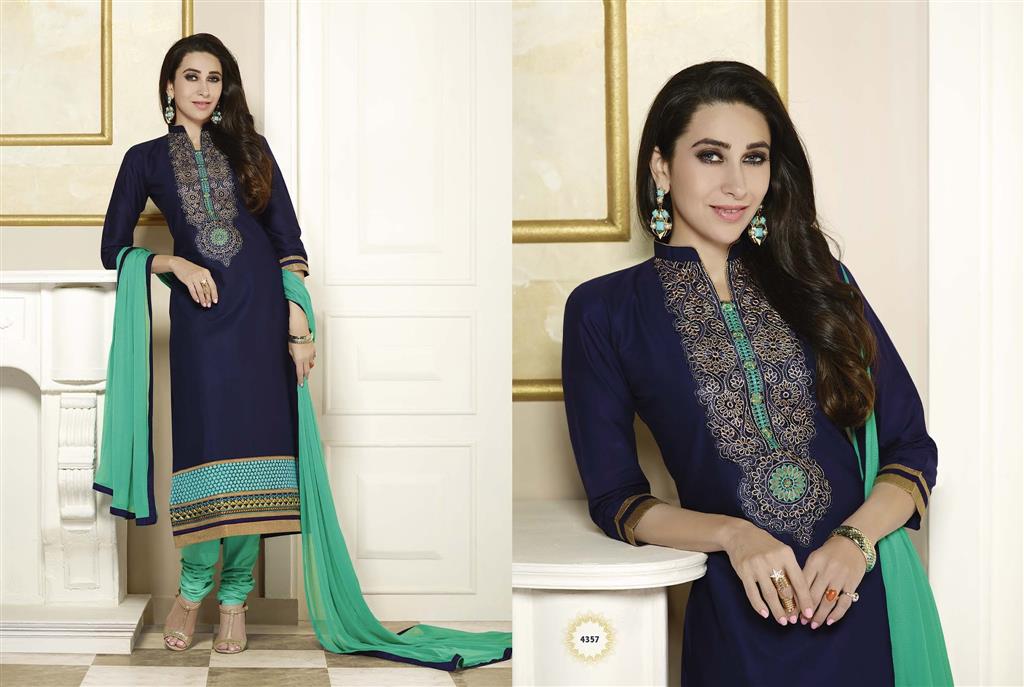 New Exclusive Blue Color Unstitiched Embroidered Salwar Suit