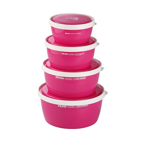 Joyo Rubber Lock Container - Pink, 4 pcs
