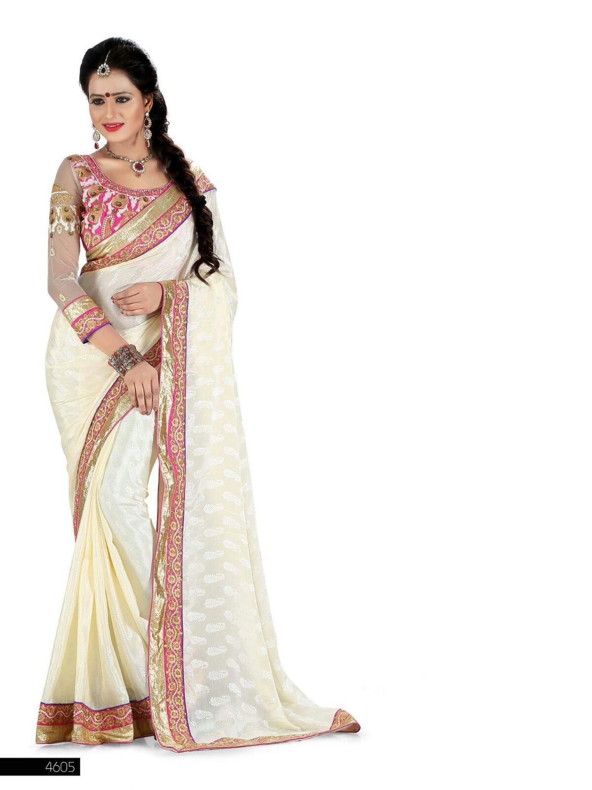 Beautiful White designer saree