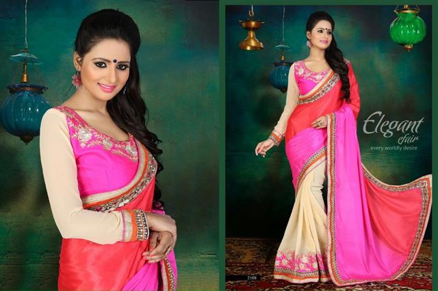 Designer Pink & Cream saree