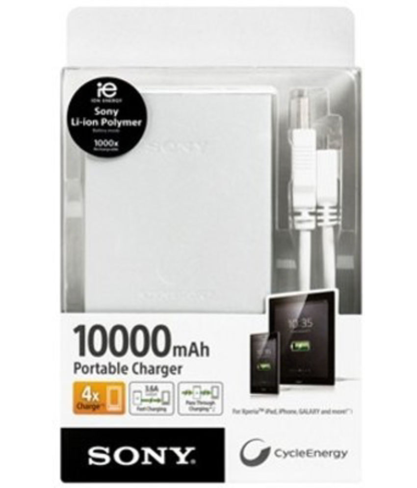 SONY 10000 MAH POWER BANK PORTABLE CHARGER WHITE