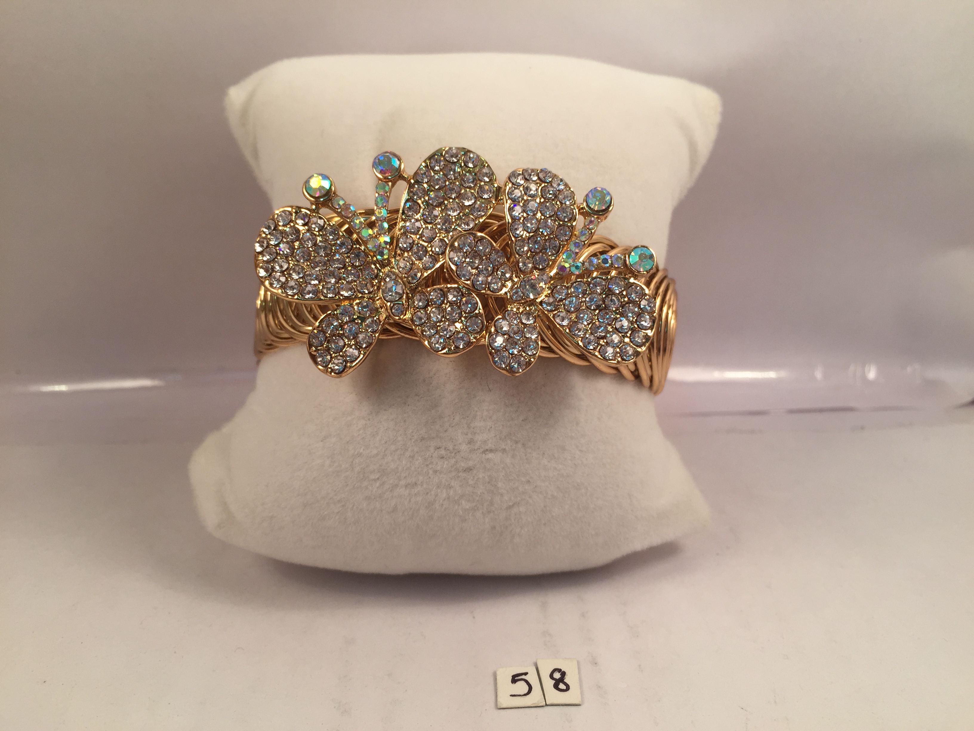 Gold toned diamond finish butterflies chic bracelets