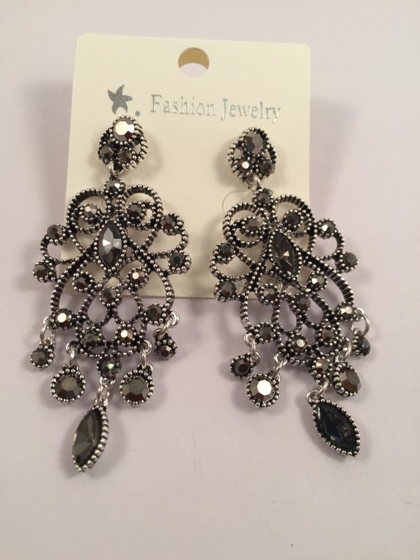 Designer black toned traditional shiney border earrings