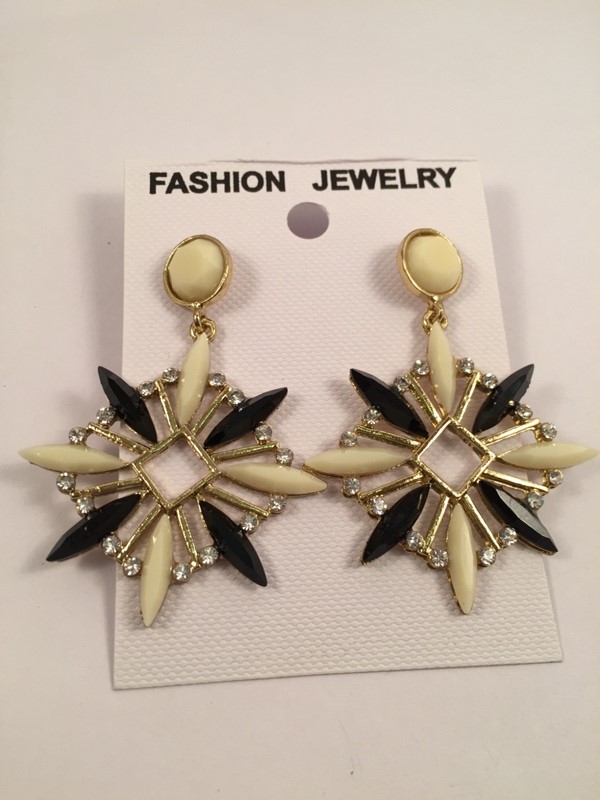 Very rich and traditional black and white earrings