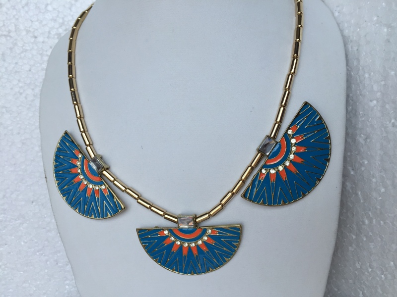 Bohemian style 3 blue turqoise shaped necklace
