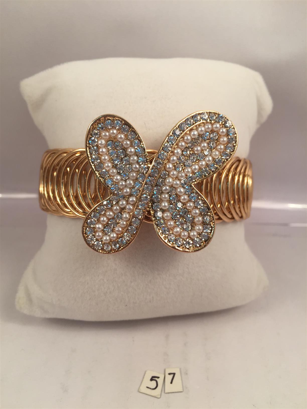 Gold toned diamond finish butterfly chic bracelets