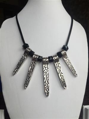 Stylish oxidized spikey german silver necklace