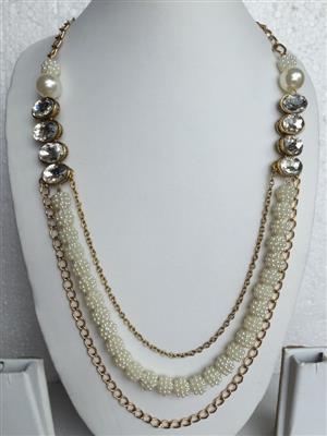 Multi chain antique gold toned and pearl chain very stylish necklace