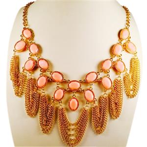 Vibrant statement shiney necklace with chains and stones