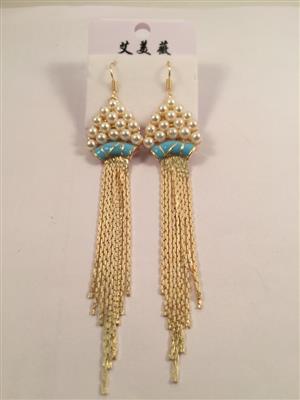 Long tassels  with pearls on top glamorous earrings
