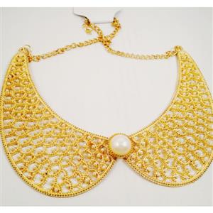 Very chic gold toned and pearl collar necklace